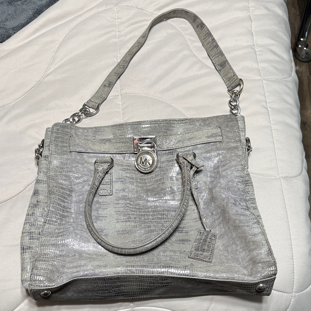 Michael Kors Metallic Silver python Shoulder Bag - image 1